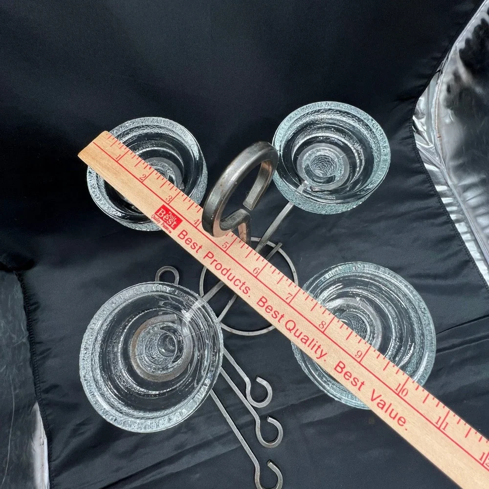 Erik Hoglund Boda Glassworks 4 Arm Iron Candelabra 3 Hanging Rods Kosta Boda